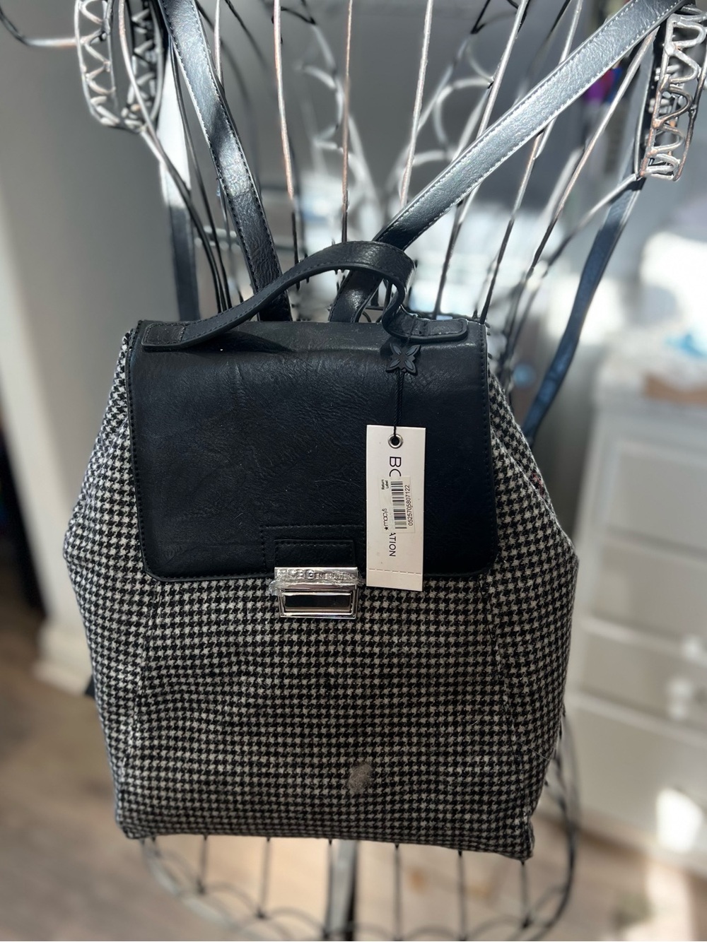 NWT BCBGeneration Houndstooth Plaid Mini Backpack Purse NEW